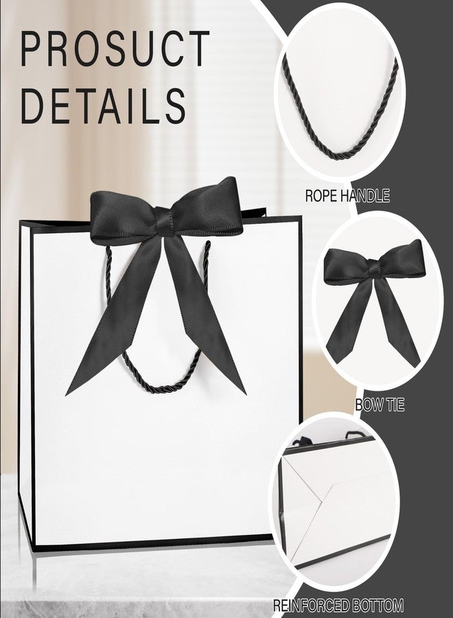 LDIWEE 12 PCS Black White Gift Bags with Handles, Bridesmaid Thank You Bags for Wedding, Elegant Gift Bags with Bow Ribbon Welcome Bags, Birthday, Baby Shower, Summer Vacation - Image 3